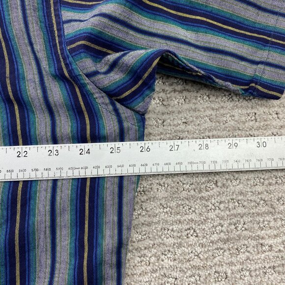 Pendleton Button Down Shirt Men Large L Gray Blue Stripes Short Sleeve KAPALUA - Picture 7 of 8